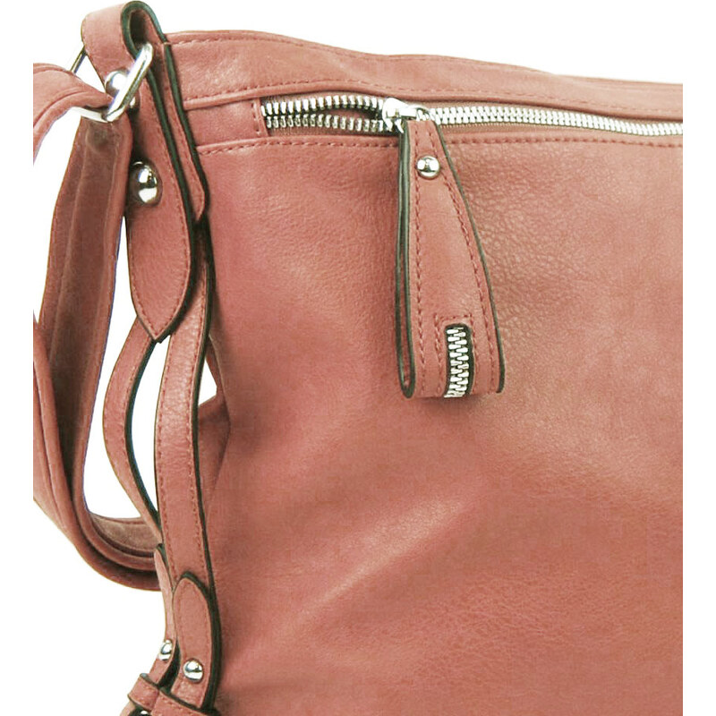 Mahel Moderní velká crossbody kabelka 74-MH růžová