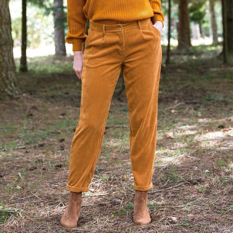 Blancheporte 7/8 manšestrové chino kalhoty medová