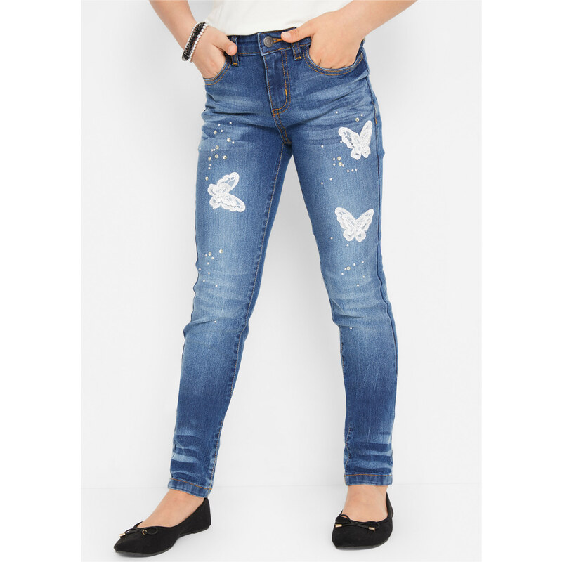bonprix Skinny džíny, Mid Waist Modrá