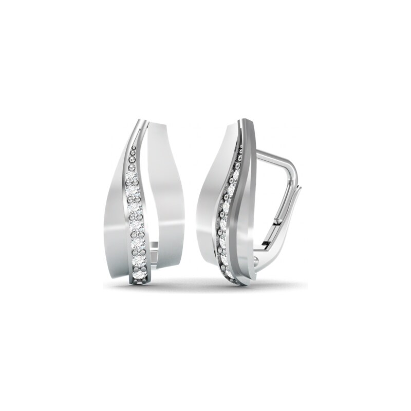 Couple, Elegantní visací náušnice Ignis, bílé zlato se zirkony, 585-66 108242493