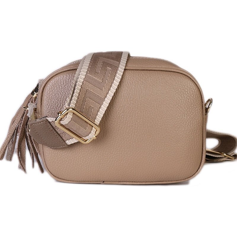 Dámské béžové kožené kabelky crossbody Sehereda