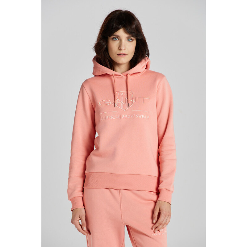 MIKINA GANT REG TONAL SHIELD HOODIE PEACHY PINK 89451177