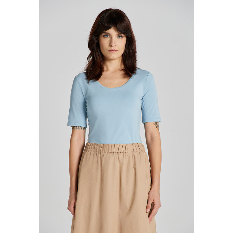 TRIČKO GANT SLIM COT/ELA SS SCOOP NECK TOP DOVE BLUE 89451247