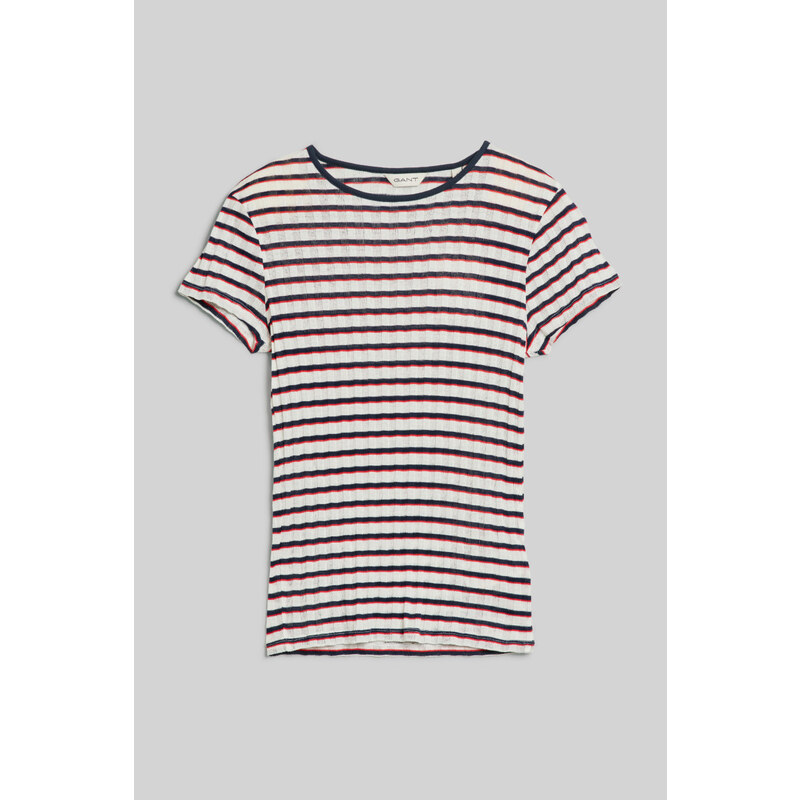 TRIČKO GANT STRIPED RIBBED SS T-SHIRT modrá XXS