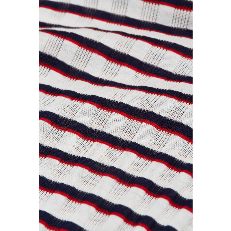 TRIČKO GANT STRIPED RIBBED SS T-SHIRT modrá XXS