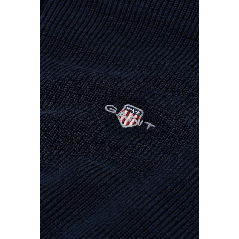 SVETR GANT STRIPE TEXTURED COTTON H-ZIP EVENING BLUE