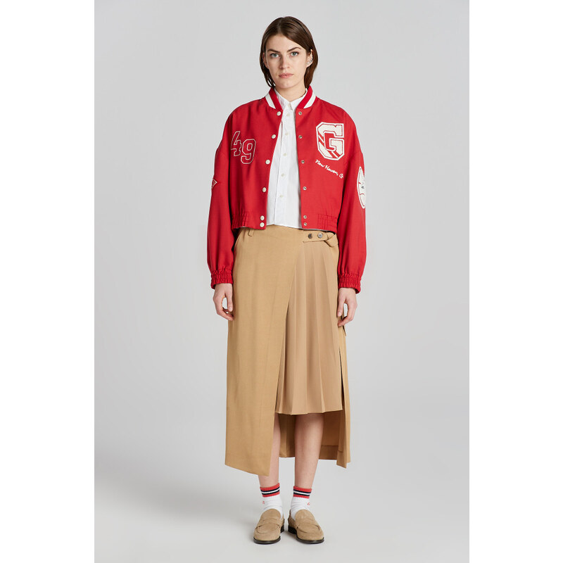 BUNDA GANT CROPPED VARSITY JACKET BRIGHT RED