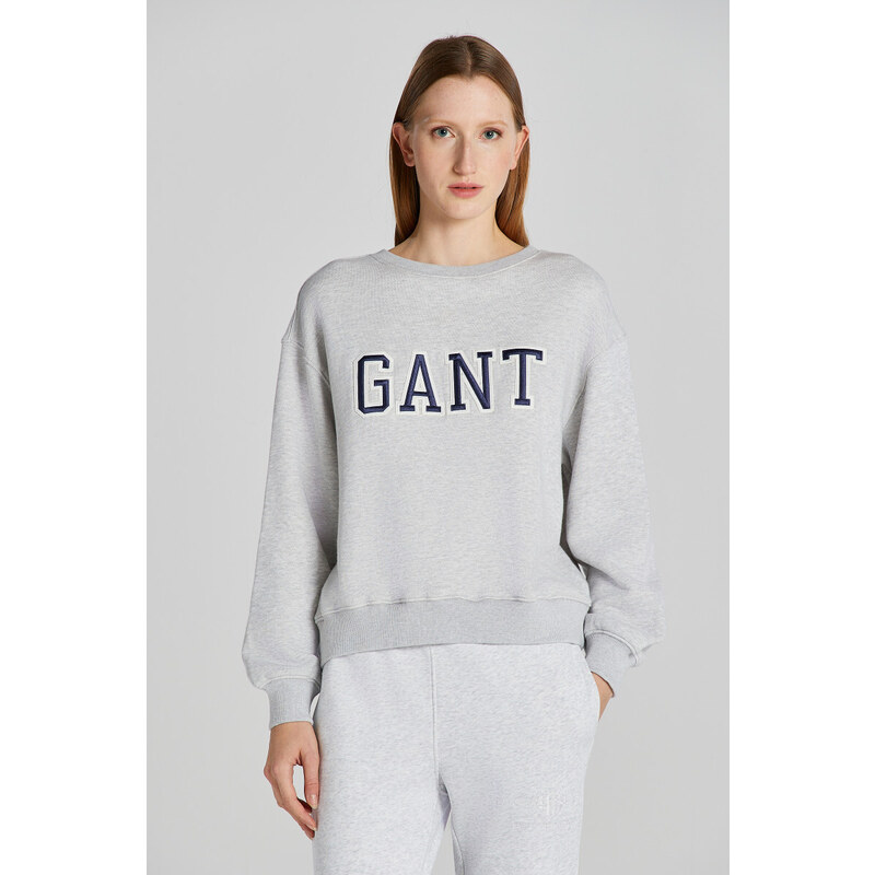 MIKINA GANT LOGO C-NECK SWEAT PALE GREY MELANGE 89451336