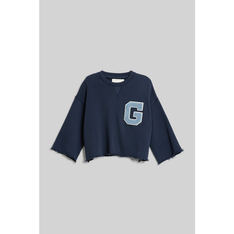 MIKINA GANT G-BADGE CROPPED SS C-NECK SWEAT modrá L