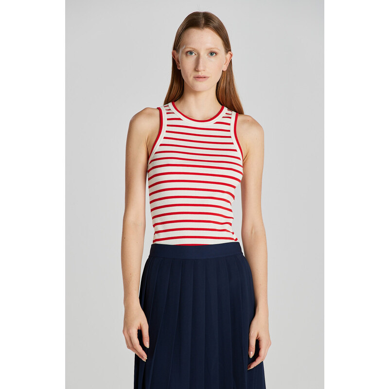 TOP GANT STRIPED TANK TOP BRIGHT RED
