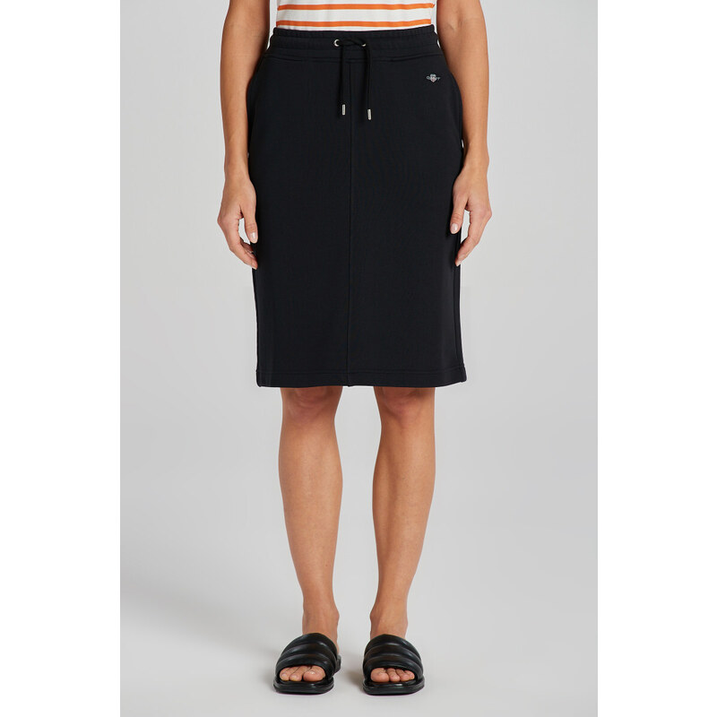 TEPLÁKOVÁ SUKNĚ GANT REL MIDI SHIELD SKIRT BLACK 89451353