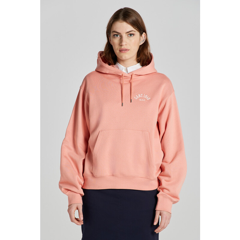 MIKINA GANT ARCH HOODIE PEACHY PINK 89451367