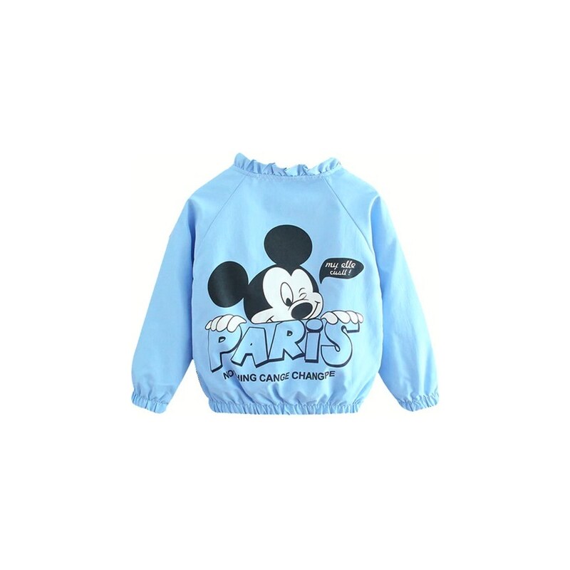 Mickey Mouse Jarní/podzimní dívčí bunda s volánkem okolo výstřihu Mickey, bez kapuce