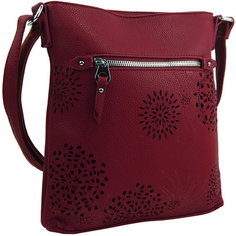 BELLA BELLY Crossbody dámská kabelka v květovaném designu tmavě červená 5432-BB