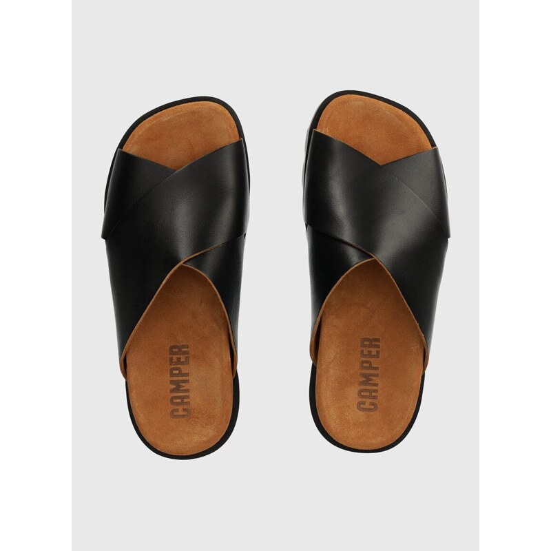 Kožené pantofle Camper Brutus Sandal dámské, černá barva, K201321.016
