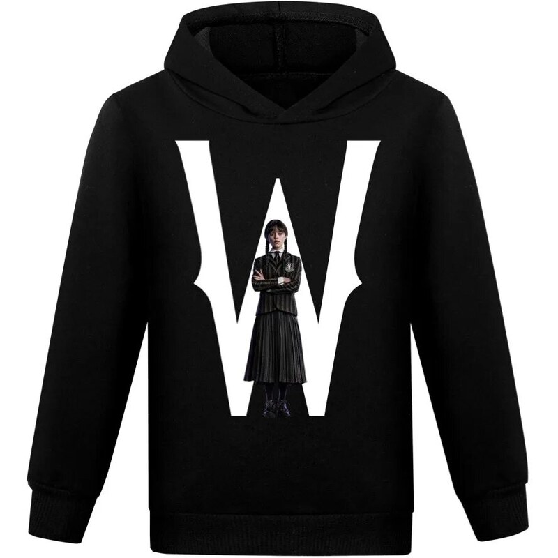 Dívčí mikina střihu "hoodie" s potiskem Wednesday Addams