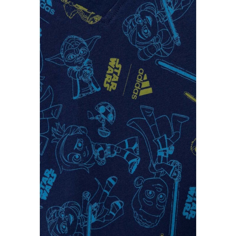 Dětské bavlněné tričko adidas x Star Wars tmavomodrá barva