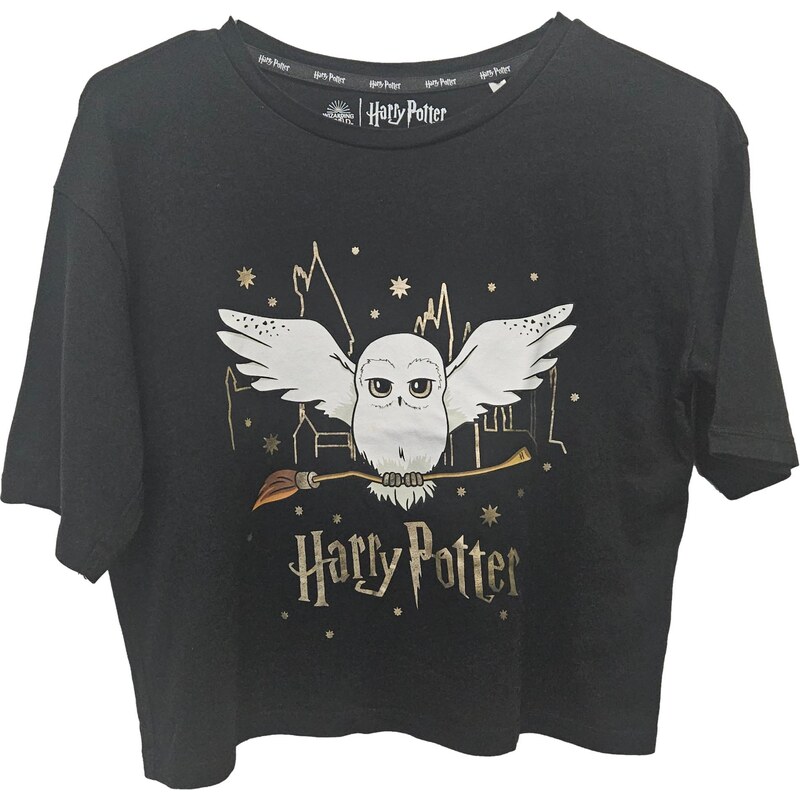 Dětské černé crop tričko Harry Potter