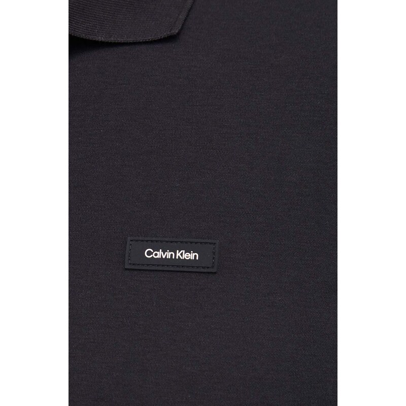 Bavlněné polo tričko Calvin Klein černá barva