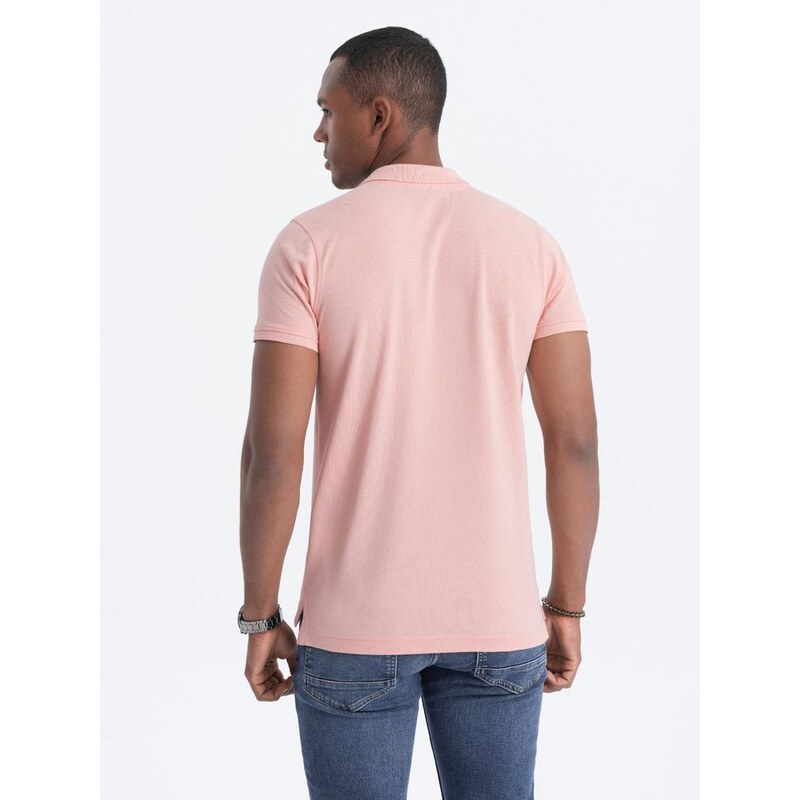 Ombre Clothing Bavlněná růžová polokošile s jemným nápisem V5 S1746