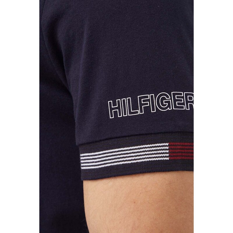 Bavlněné tričko Tommy Hilfiger tmavomodrá barva, s potiskem