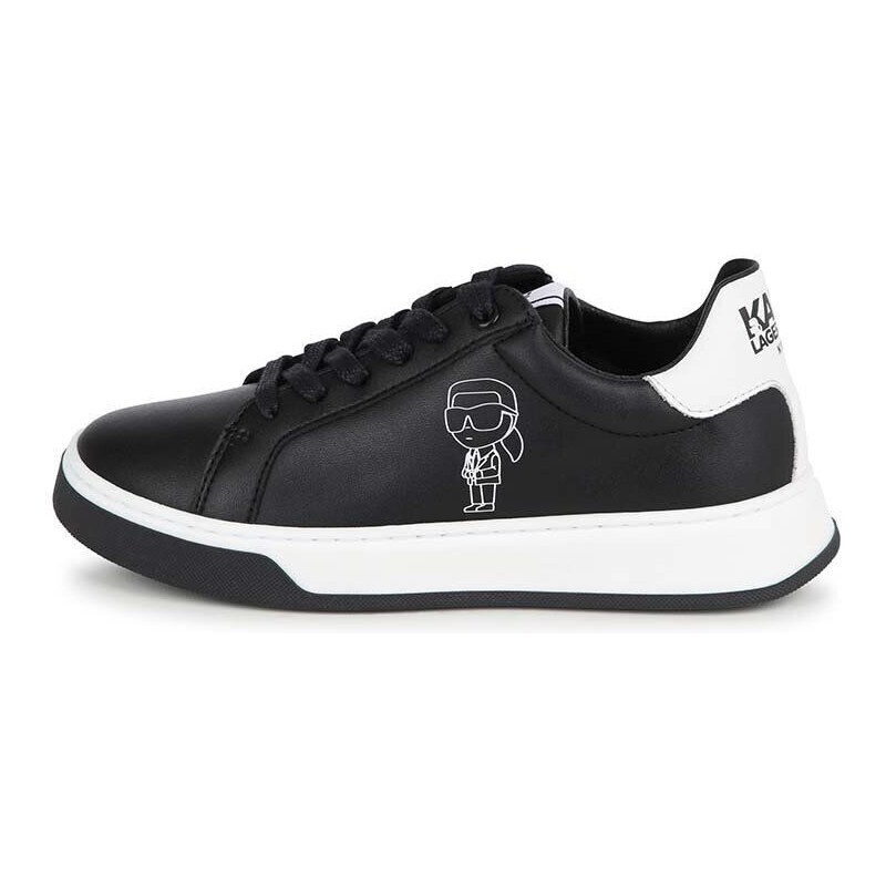 Dětské kožené sneakers boty Karl Lagerfeld černá barva