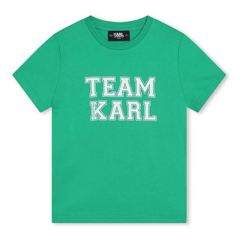 Dětské bavlněné tričko Karl Lagerfeld tyrkysová barva, s potiskem