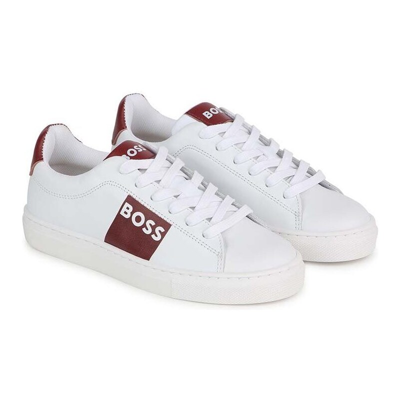 Dětské kožené sneakers boty BOSS bílá barva