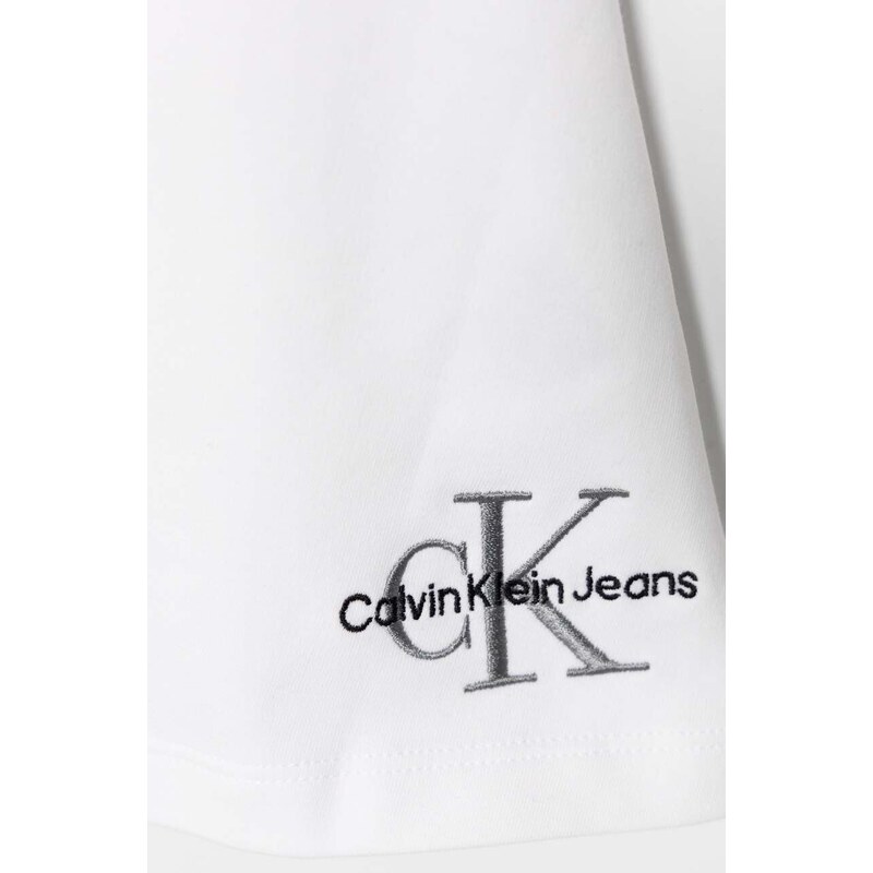 Dětská sukně Calvin Klein Jeans bílá barva, mini, áčková