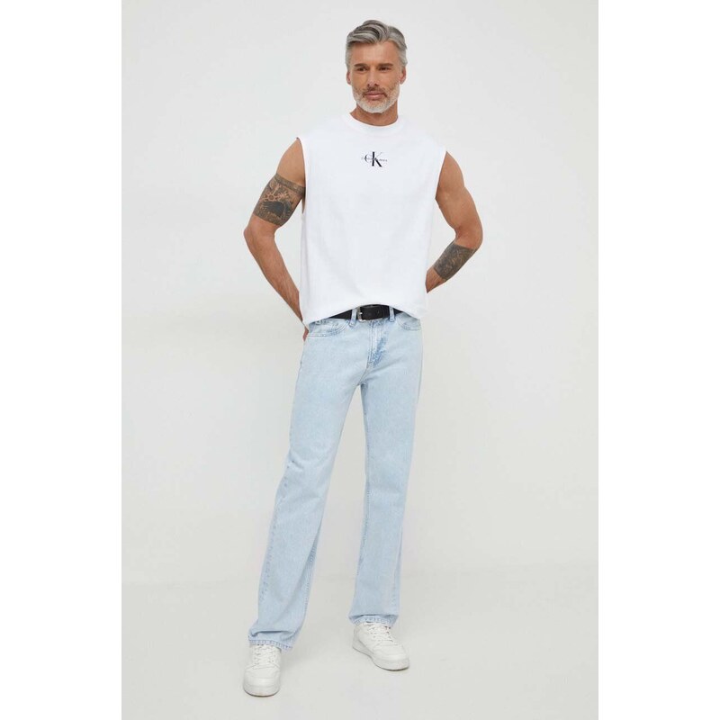 Bavlněné tričko Calvin Klein Jeans bílá barva