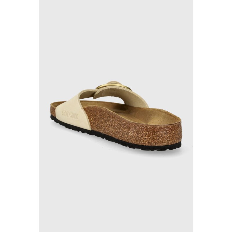 Kožené pantofle Birkenstock Madrid Big Buckle dámské, béžová barva, 1026574