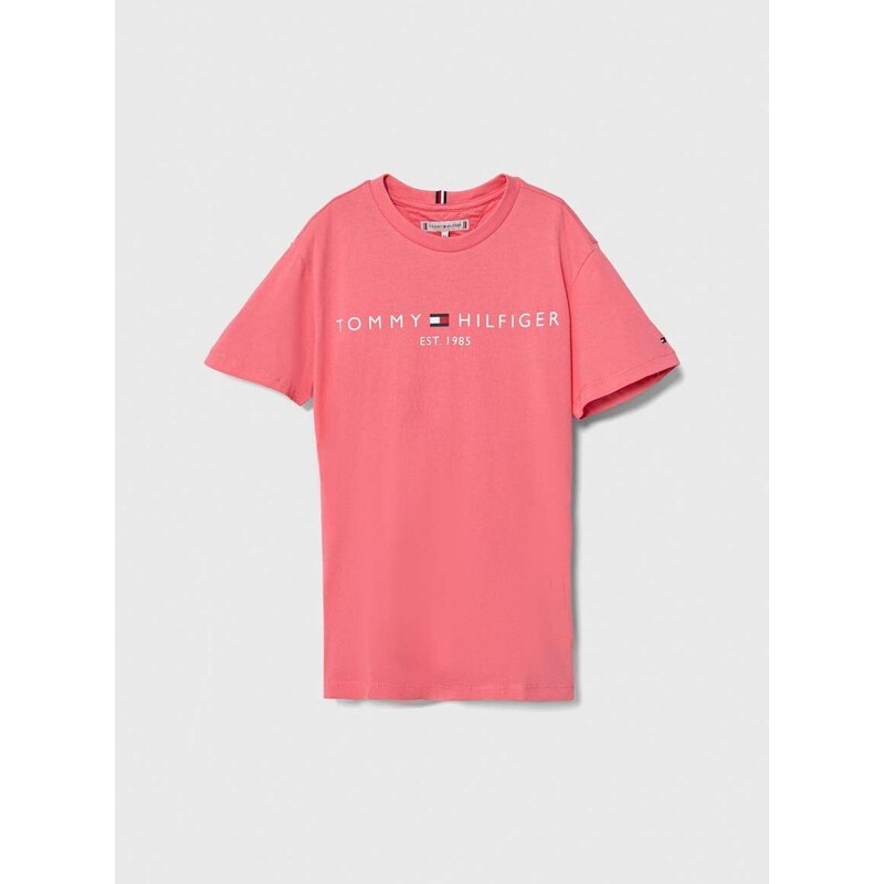 Dětské bavlněné tričko Tommy Hilfiger růžová barva
