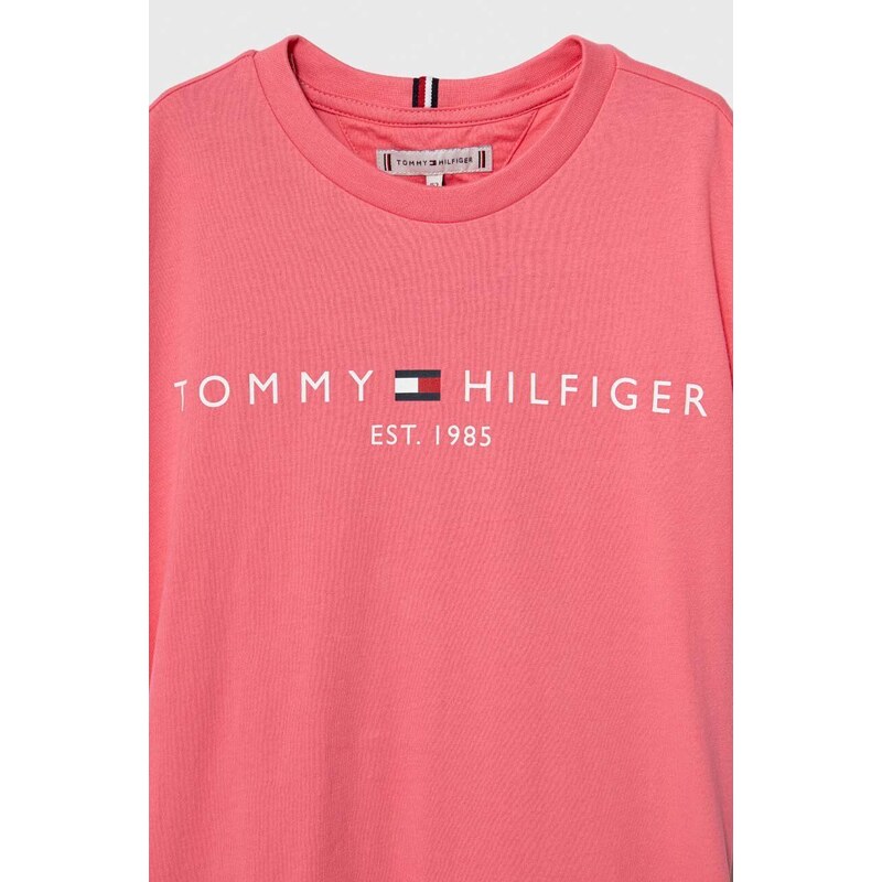 Dětské bavlněné tričko Tommy Hilfiger růžová barva