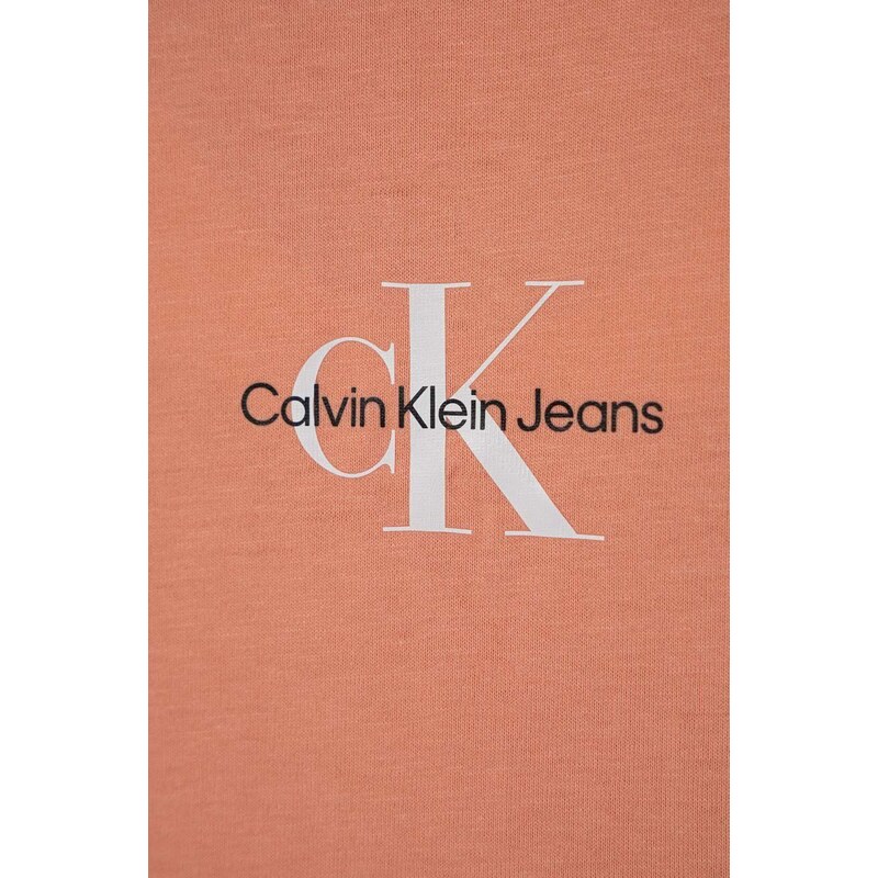 Dětské bavlněné tričko Calvin Klein Jeans oranžová barva