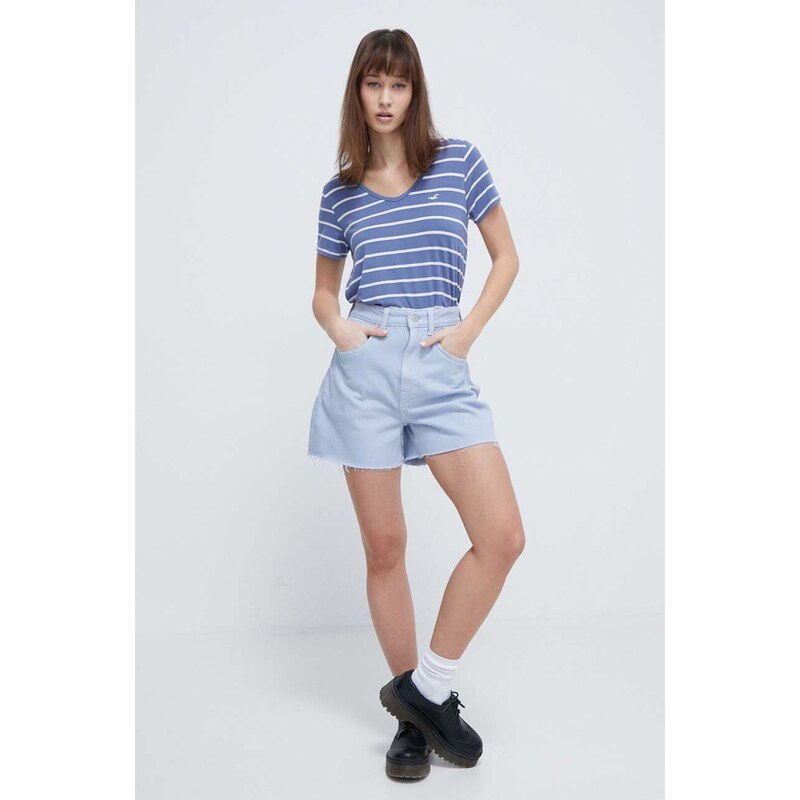 Džínové šortky Tommy Jeans dámské, hladké, high waist