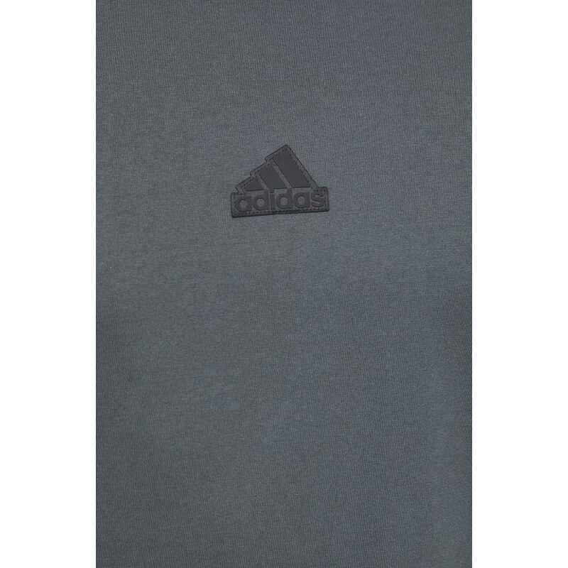 Bavlněné tričko adidas zelená barva, s potiskem, IN3709