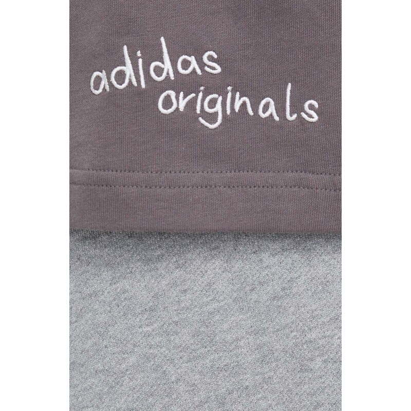 Bavlněné tričko adidas Originals šedá barva, s potiskem, IM9680