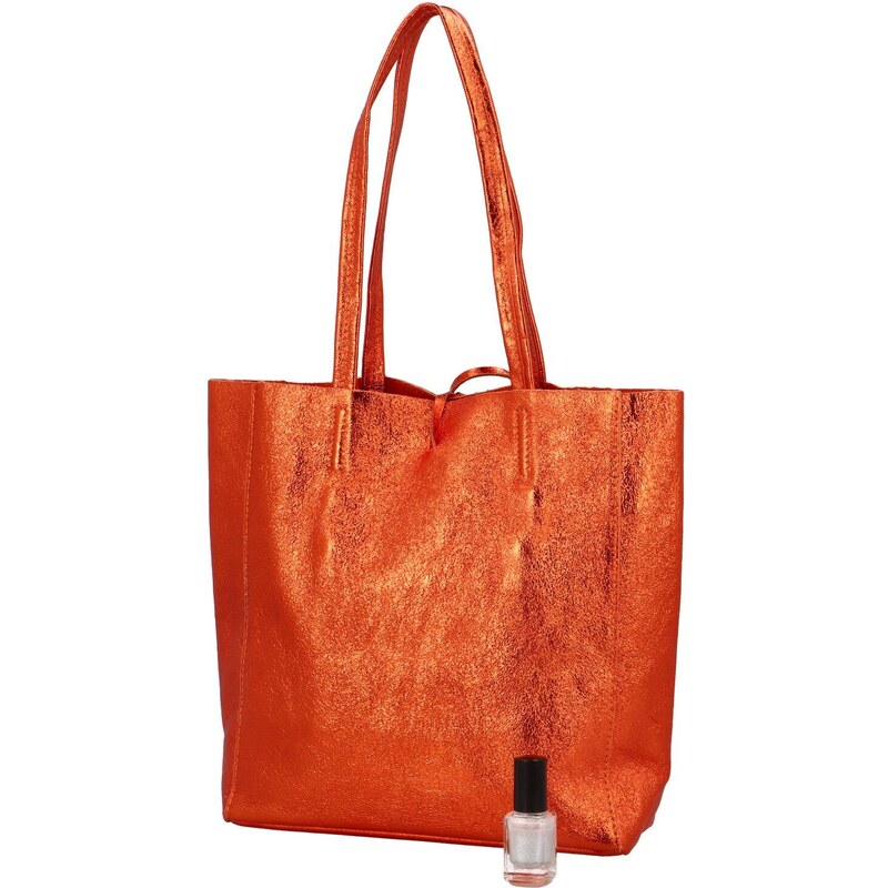 Delami Vera Pelle Luxusní dámská kožená kabelka přes rameno Diggian, oranžová