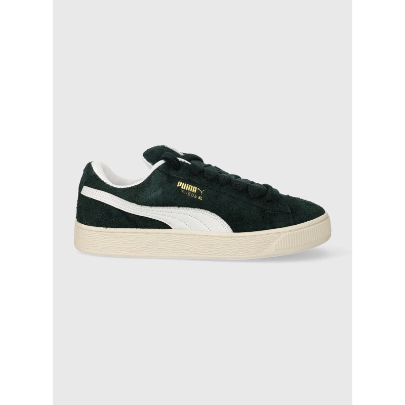 Kožené sneakers boty Puma Suede XL Hairy zelená barva, 397241