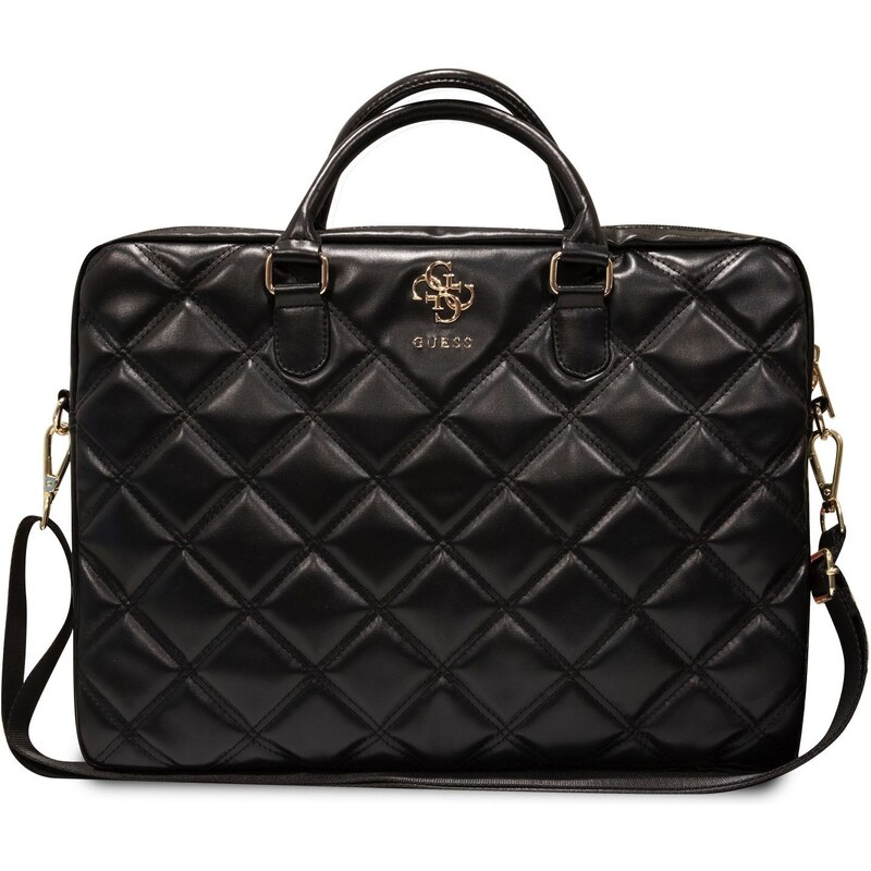 Taška na notebook 15-16 - Guess, Quilted 4G Metal Logo Black