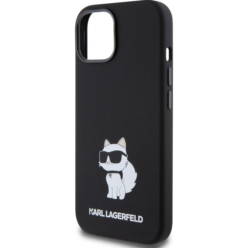 Ochranný kryt na iPhone 15 - Karl Lagerfeld, Liquid Silicone Choupette NFT Black