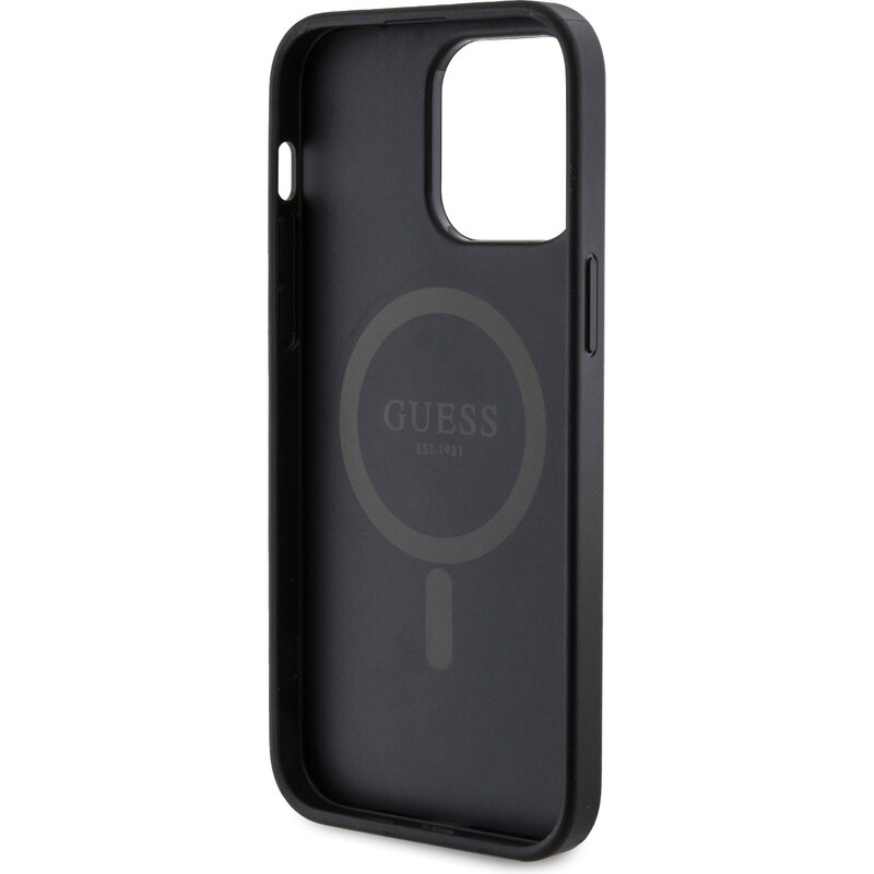 Ochranný kryt na iPhone 14 Pro MAX - Guess, 4G Colored Ring MagSafe Black