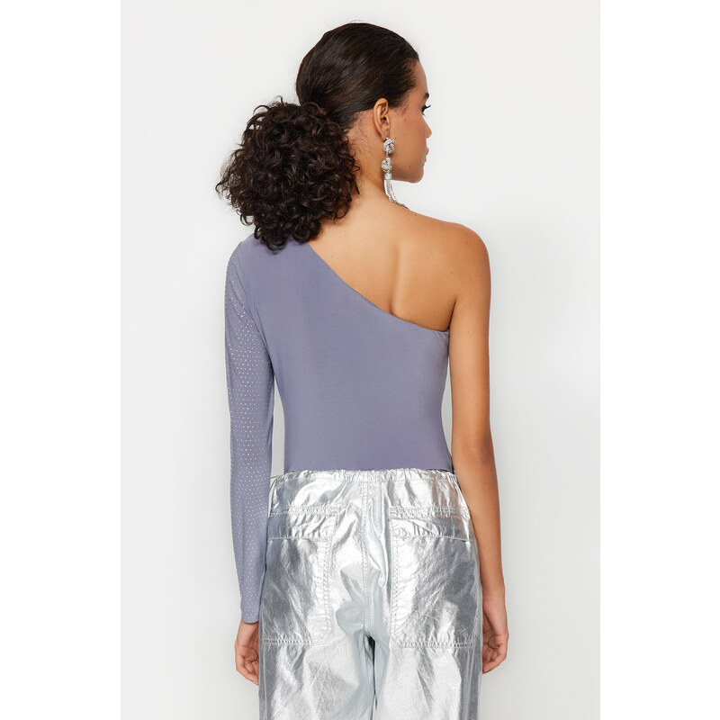 Trendyol Gray Shiny Stone Bodysuit