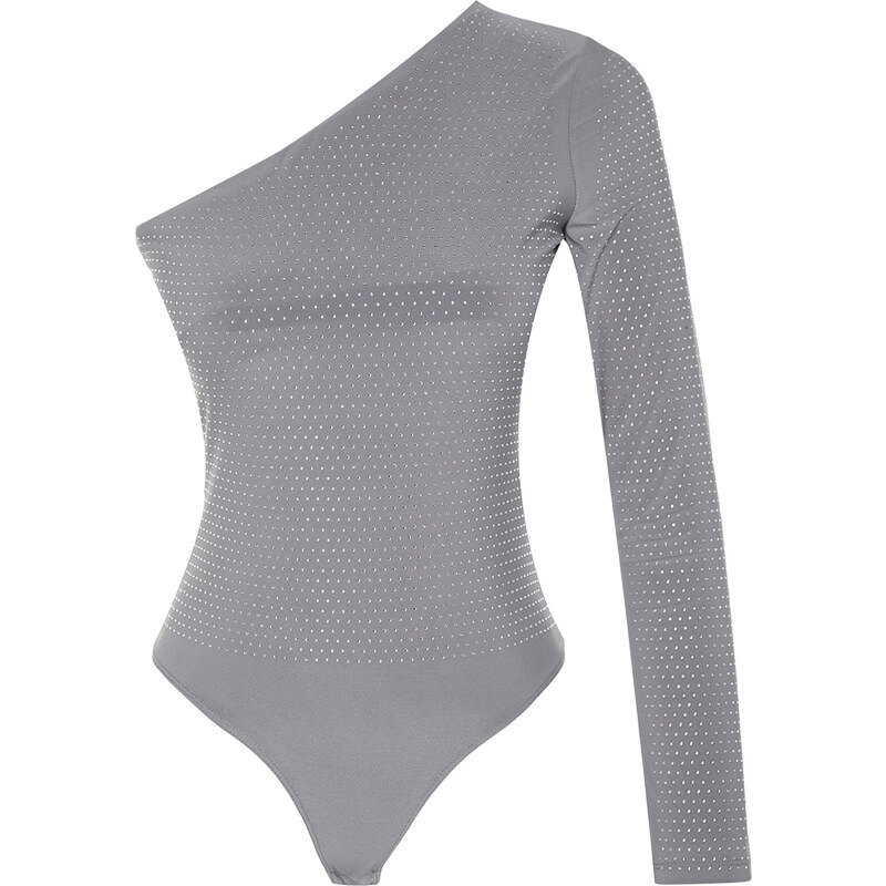 Trendyol Gray Shiny Stone Bodysuit