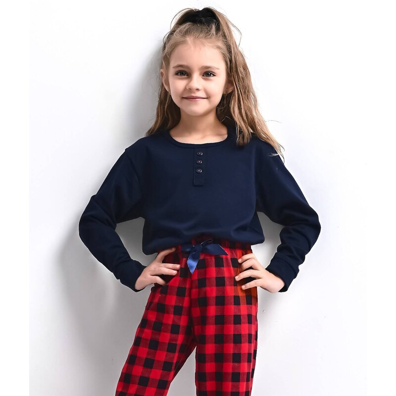 Pyjamas Sensis Bonnie Kids Girls length Christmas 110-128 navy blue 059
