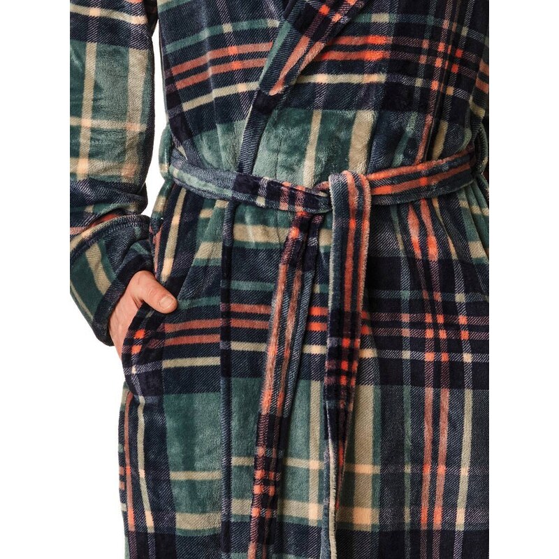 Bathrobe Key MGL 476 B22 M-2XL green-navy blue