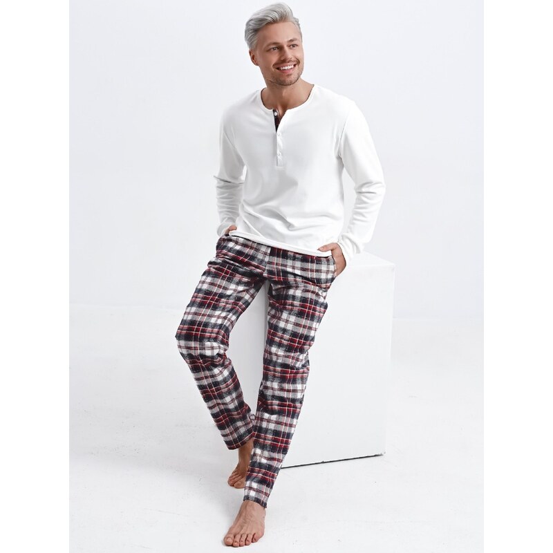 Pyjamas Sensis Paul Interlock/Flannel Christmas M-XL men's cream 001