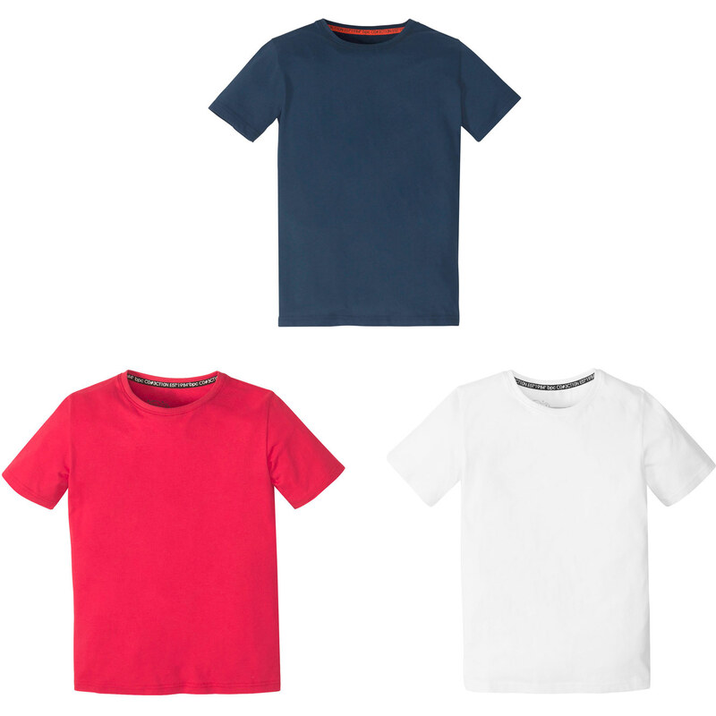 bonprix Základní triko pro chlapce (3 ks v balení) Bílá