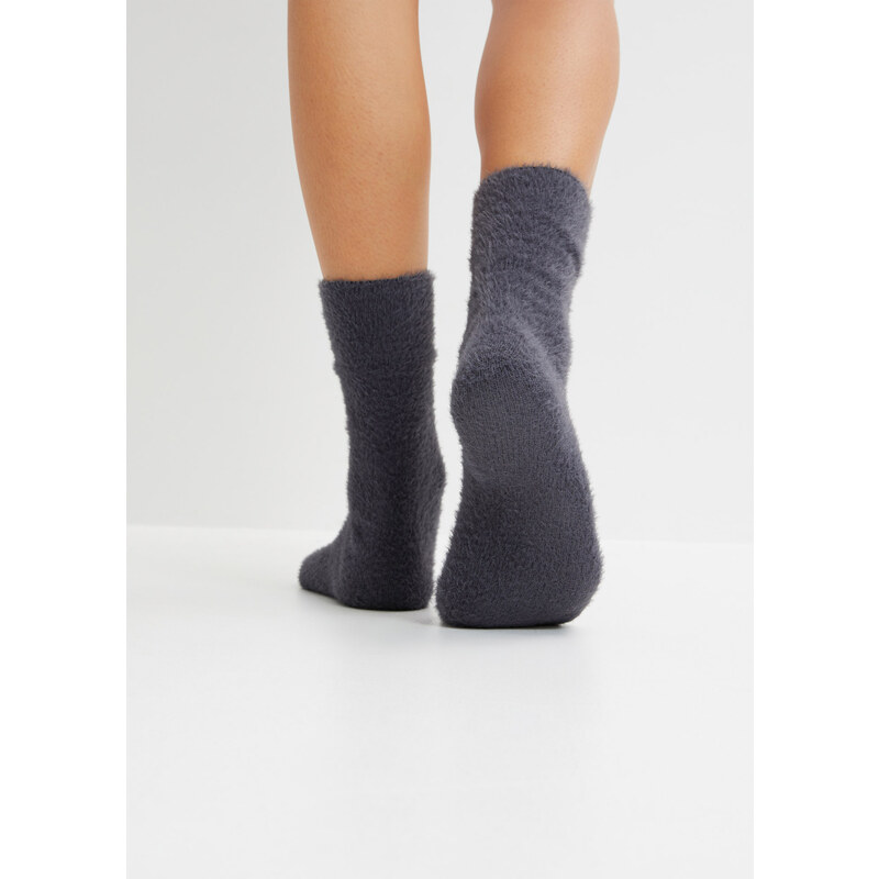 bonprix Huňaté ponožky na doma (3 páry) s recyklovaným polyakrylem Černá