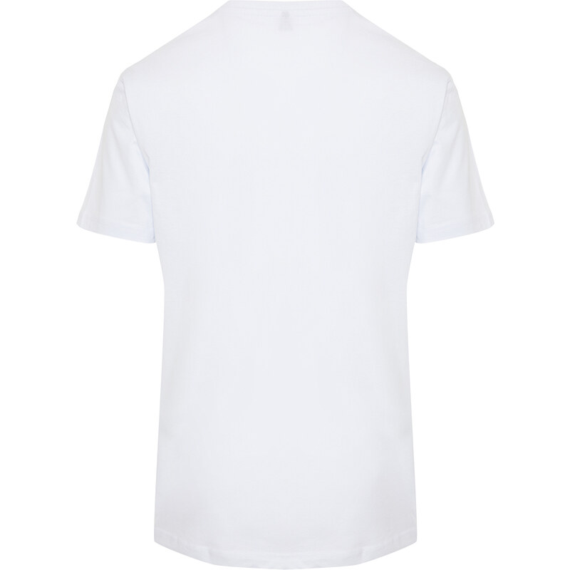 Trendyol White Regular/Normal Fit V-Neck Basic 100% Cotton T-Shirt